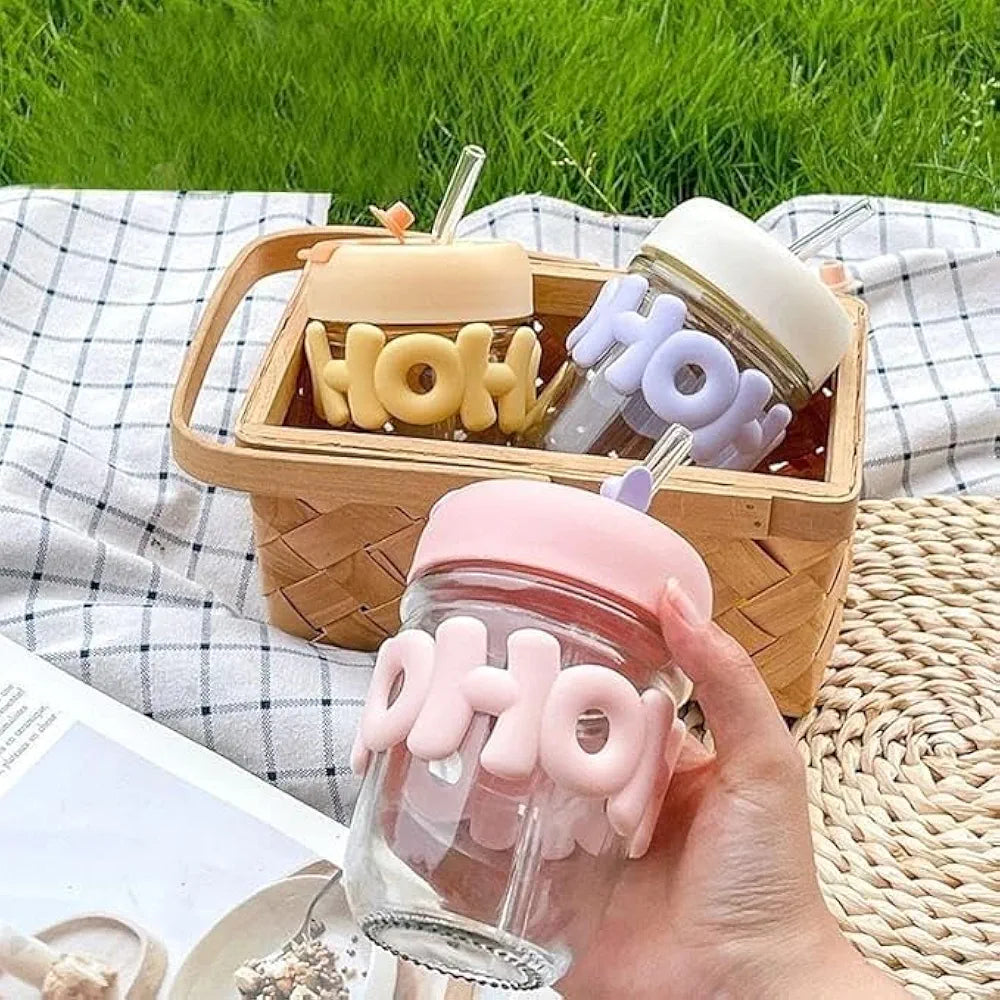 Kids Glass Cup with Straw Shivay Gifting pitara