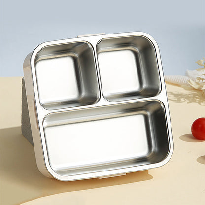 Cat Printed 3 Compartment  Stainless Steel Lunchbox Shivay Gifting pitara